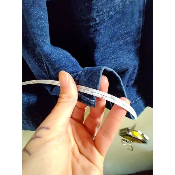 Pure Jill Indigo Bottom Shirt Button Up Hoodie Size Medium Blue - Picture 6 of 7